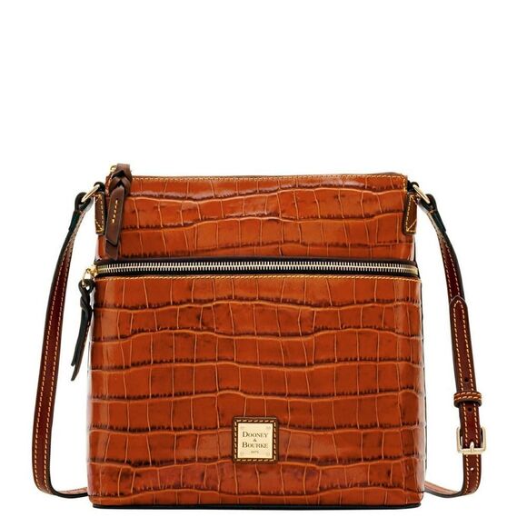 New! DOONEY & BOURKE Croc Embossed Leather Crossbody Bag Cognac NWT - Picture 3 of 5